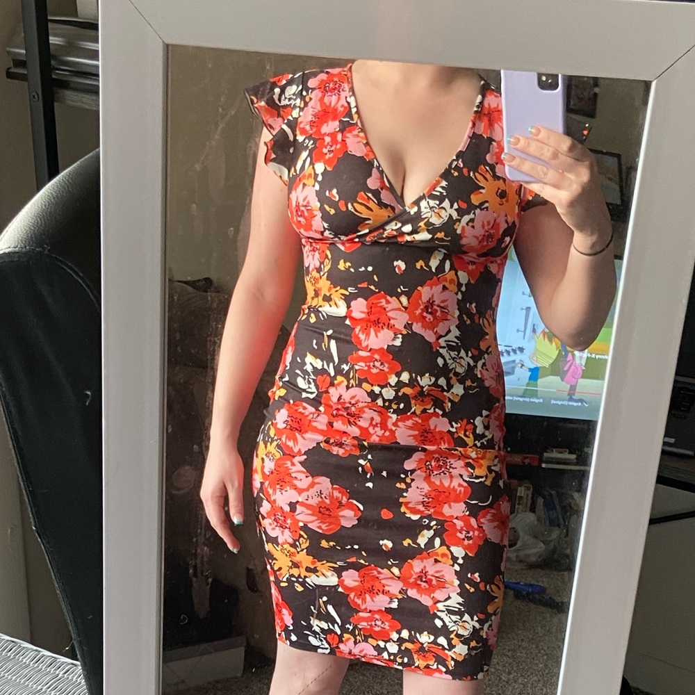 Shein Floral spring dress. Super flattering.